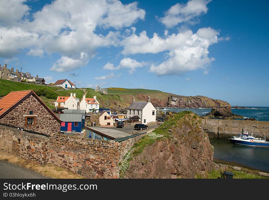 The town and harbour of st abbs in scotland. The town and harbour of st abbs in scotland