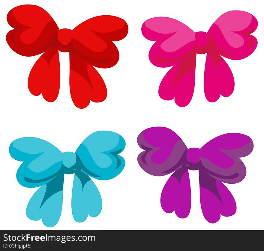 Illustration of isolated set of colorful bows on white background