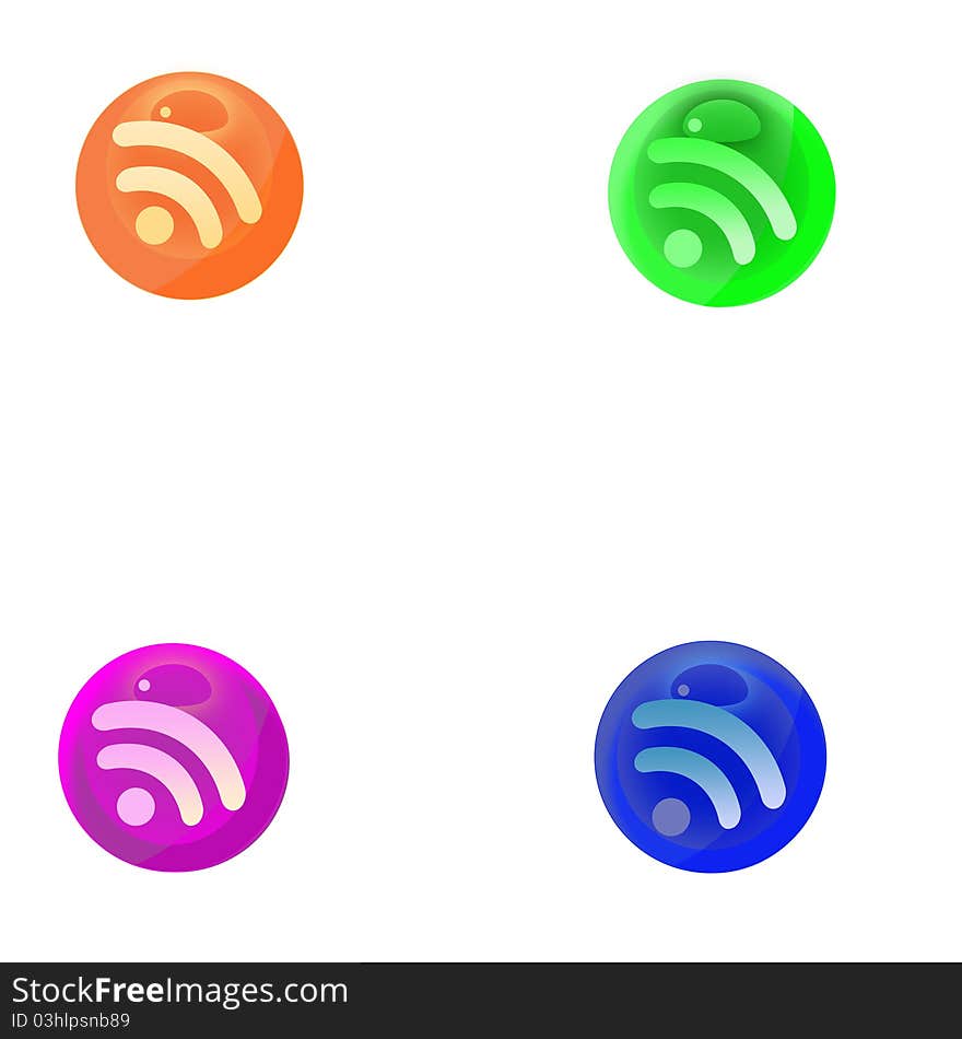 Set from four icons rss isolated on a white background. Set from four icons rss isolated on a white background