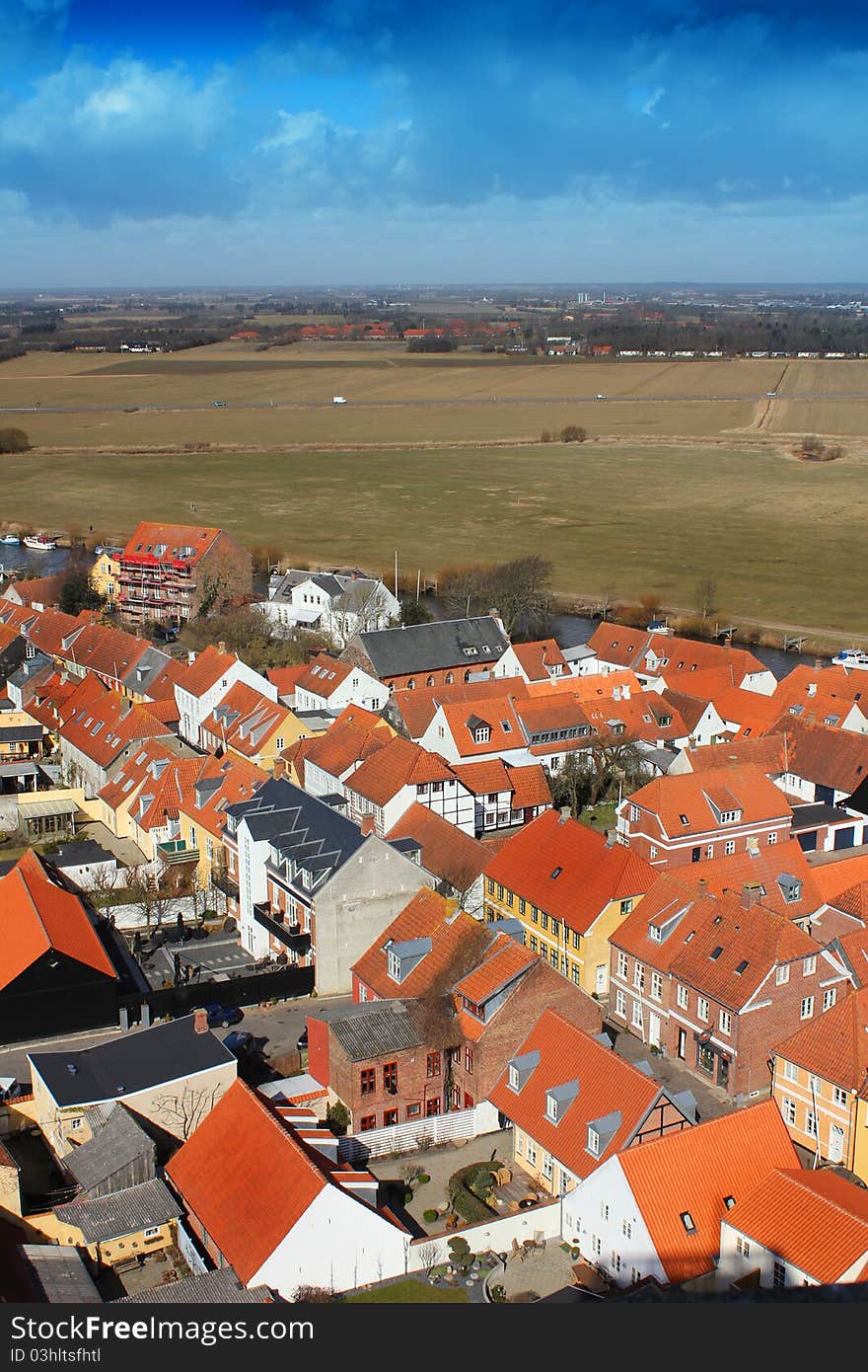 Areal View over Ribe, Denmark