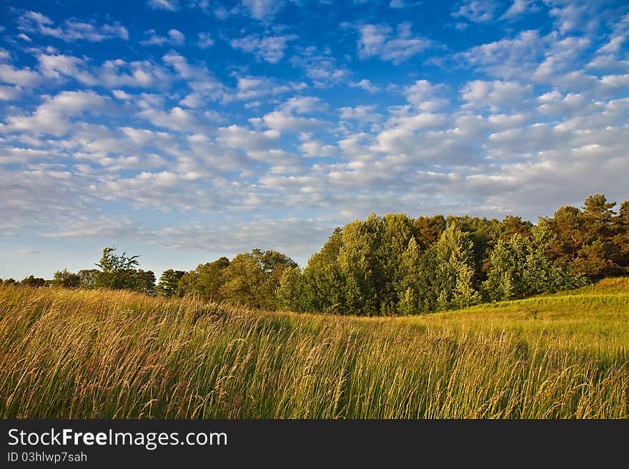 Landscape with blue sky in Germany.