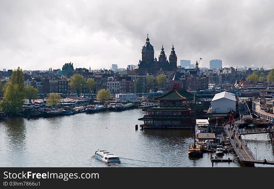 Amsterdam Canals And Typical Houses .