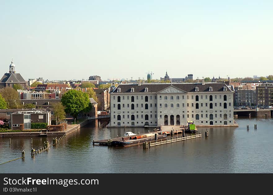 Amsterdam canals and typical houses .