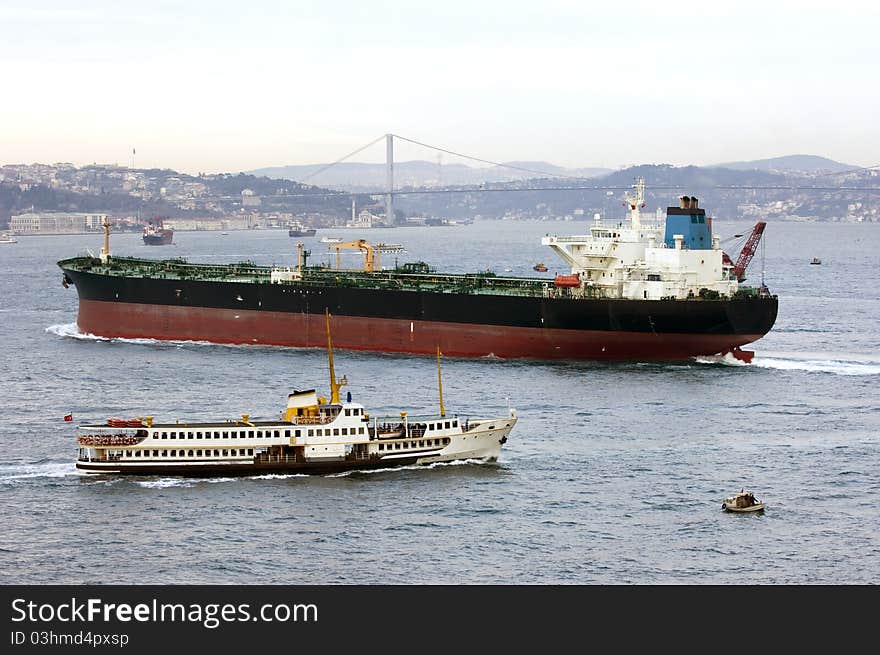 Oil Tanker in Bosphorus, Istanbul-Turkey. Oil Tanker in Bosphorus, Istanbul-Turkey