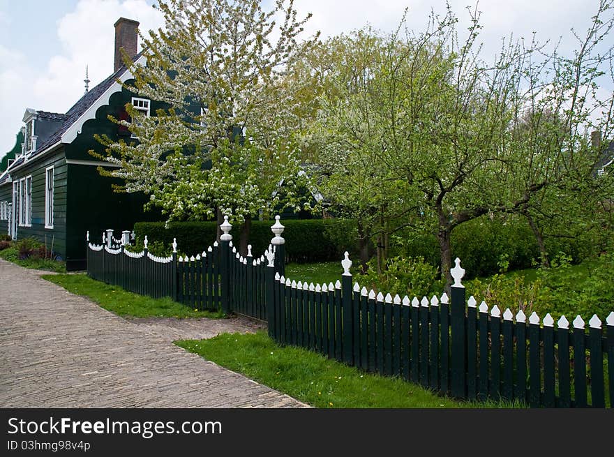 Blossoming spring garden in the Dutch countryside. Blossoming spring garden in the Dutch countryside.