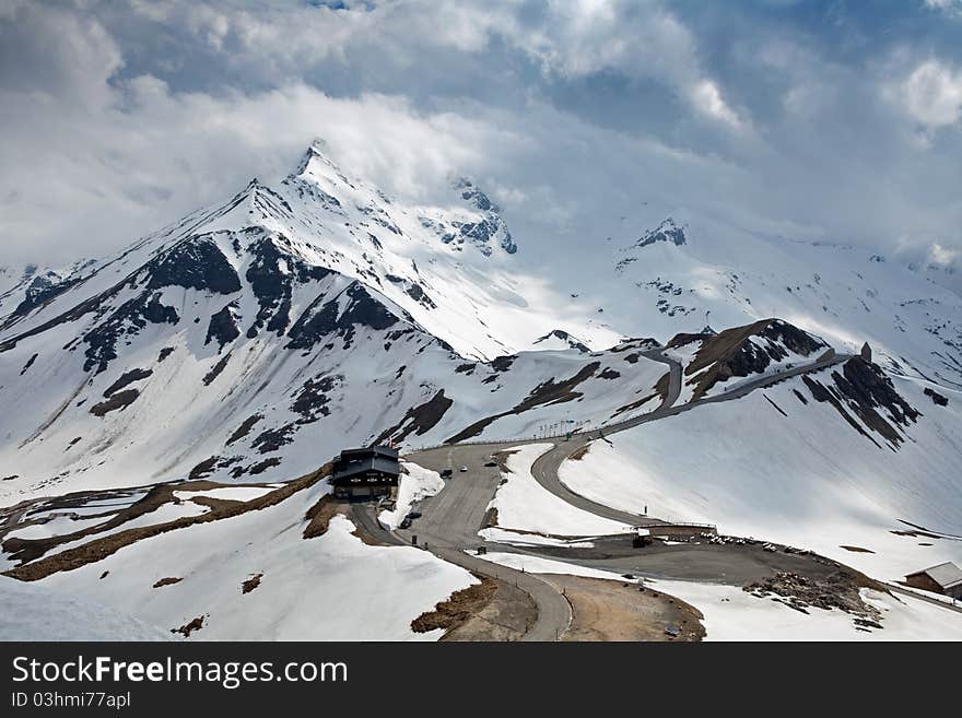 Alps in Austria, high mountains with plenty of snow