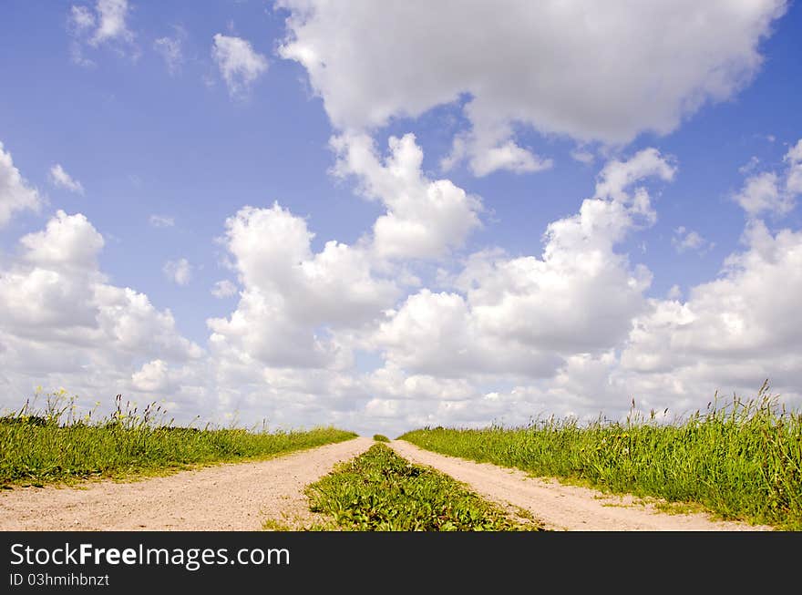 Countryside road and clouds