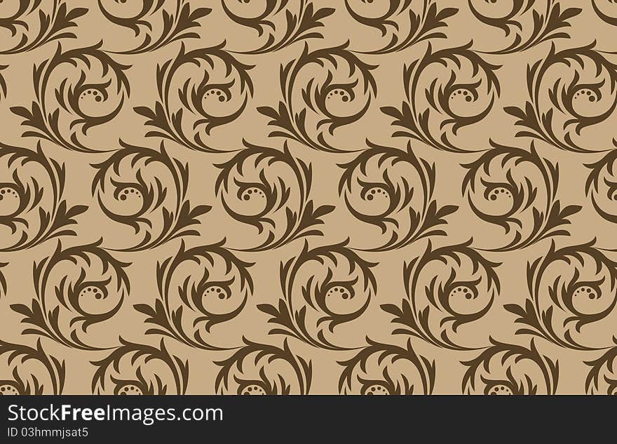 Seamless brown pattern on a beige background. Seamless brown pattern on a beige background