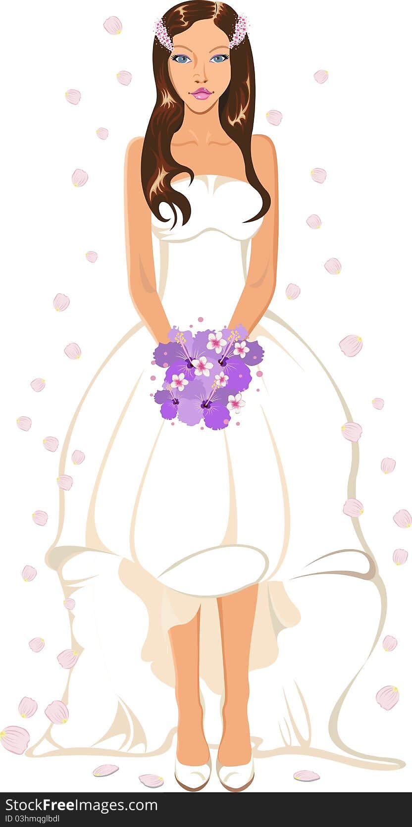 Vector illustration of a girl in wedding dress. Vector illustration of a girl in wedding dress