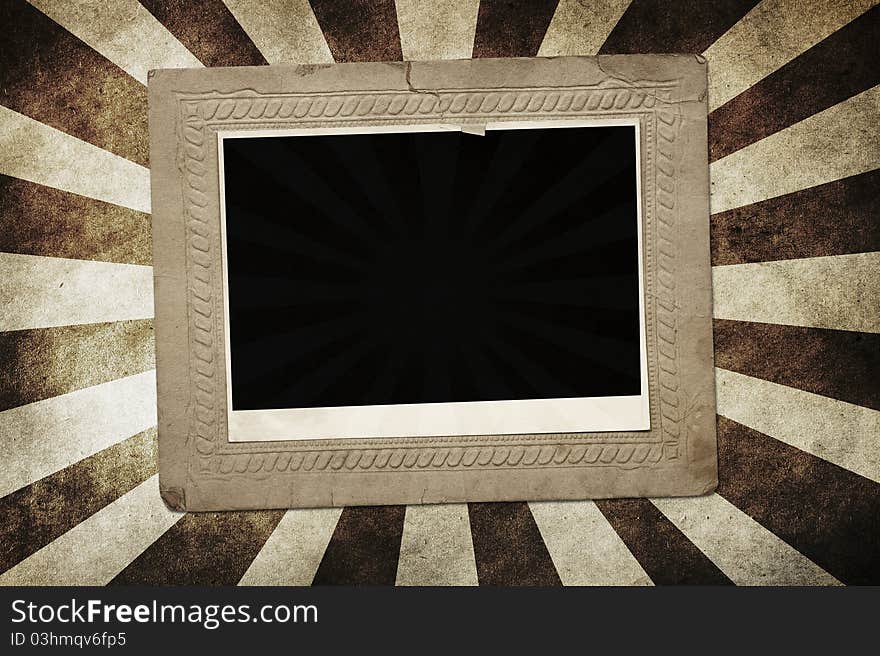 Old retro photo frame on vintage background. Old retro photo frame on vintage background