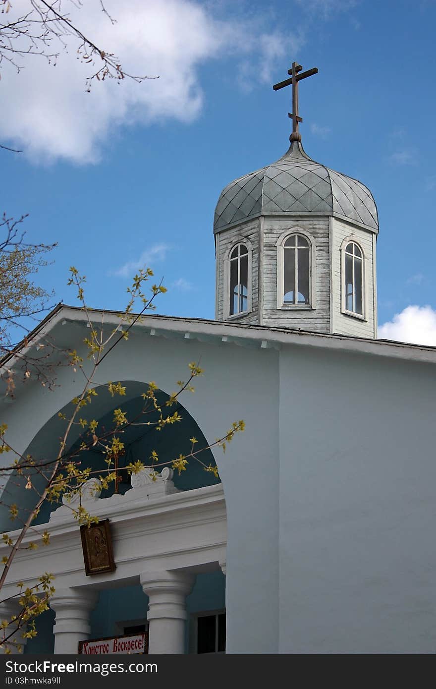 Orthodox church on a background of the blue sky