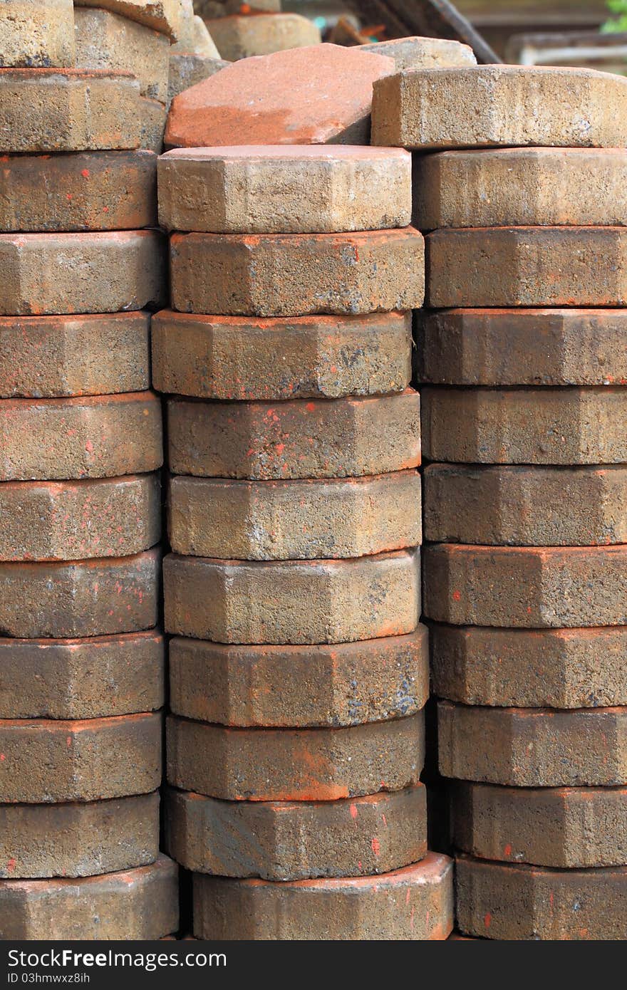 Stack of hexagonal corners cement block