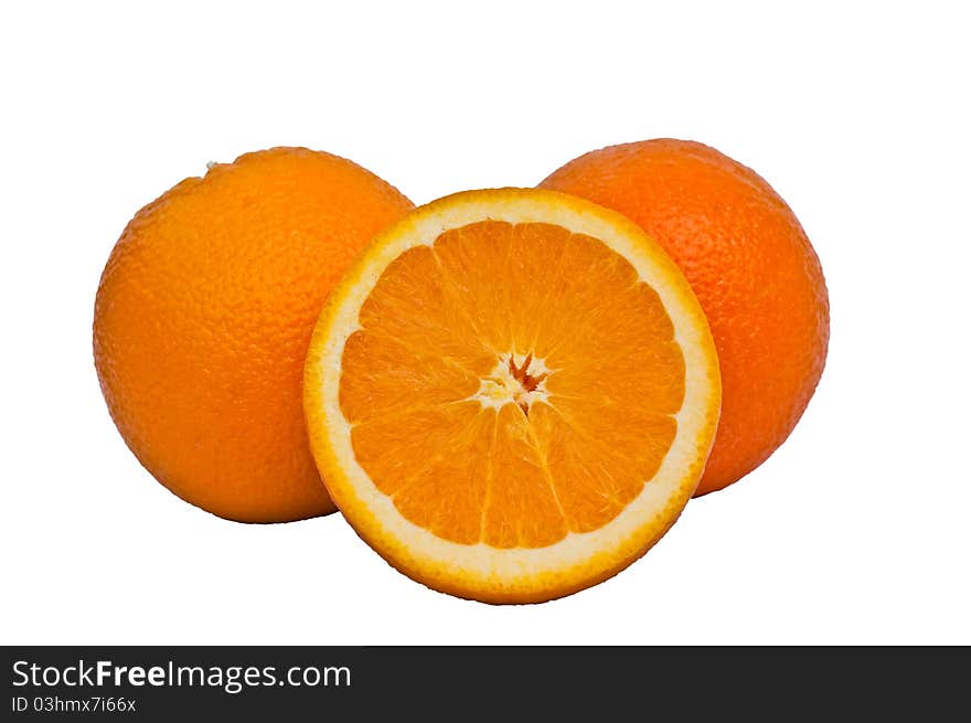 Fresh Orange Fruit On White Background