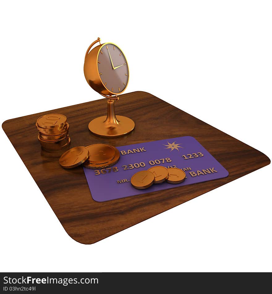 Golden Clock And Credit Card