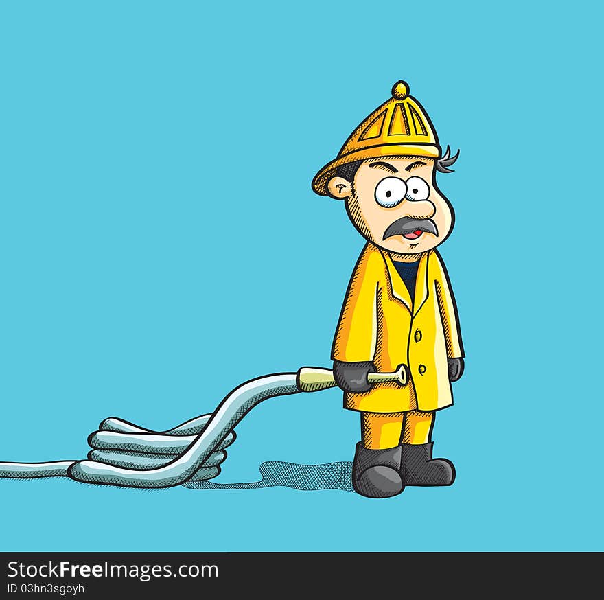 Fireman Holding Hose