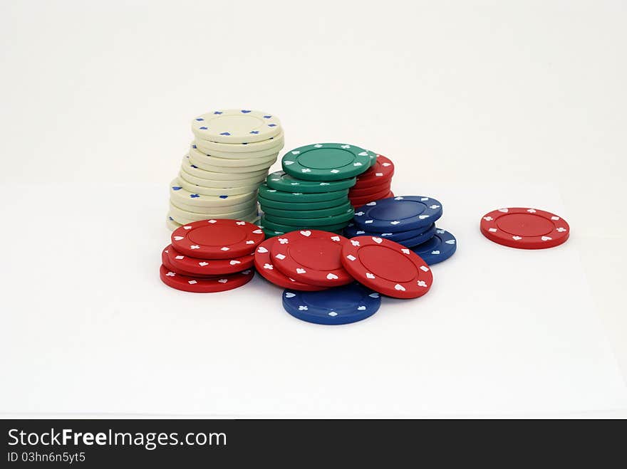 A Stack of Multicolored Poker Chips