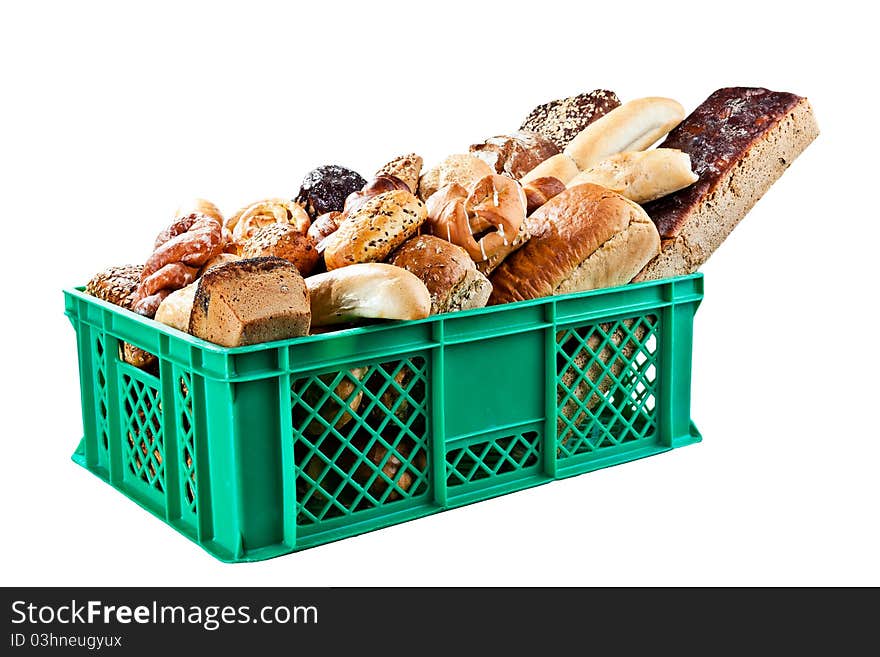 Box of fresh baked bread at the country market. Box of fresh baked bread at the country market.