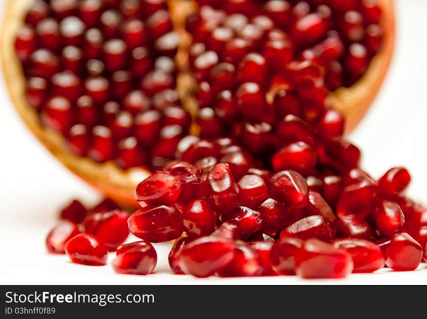 Red grains of pomegranate