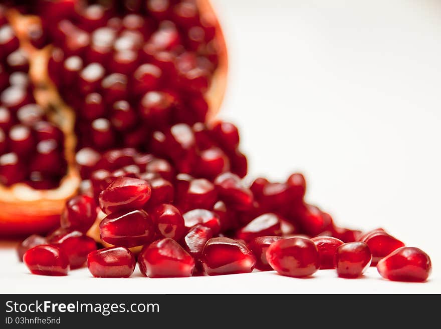 Red grains of pomegranate