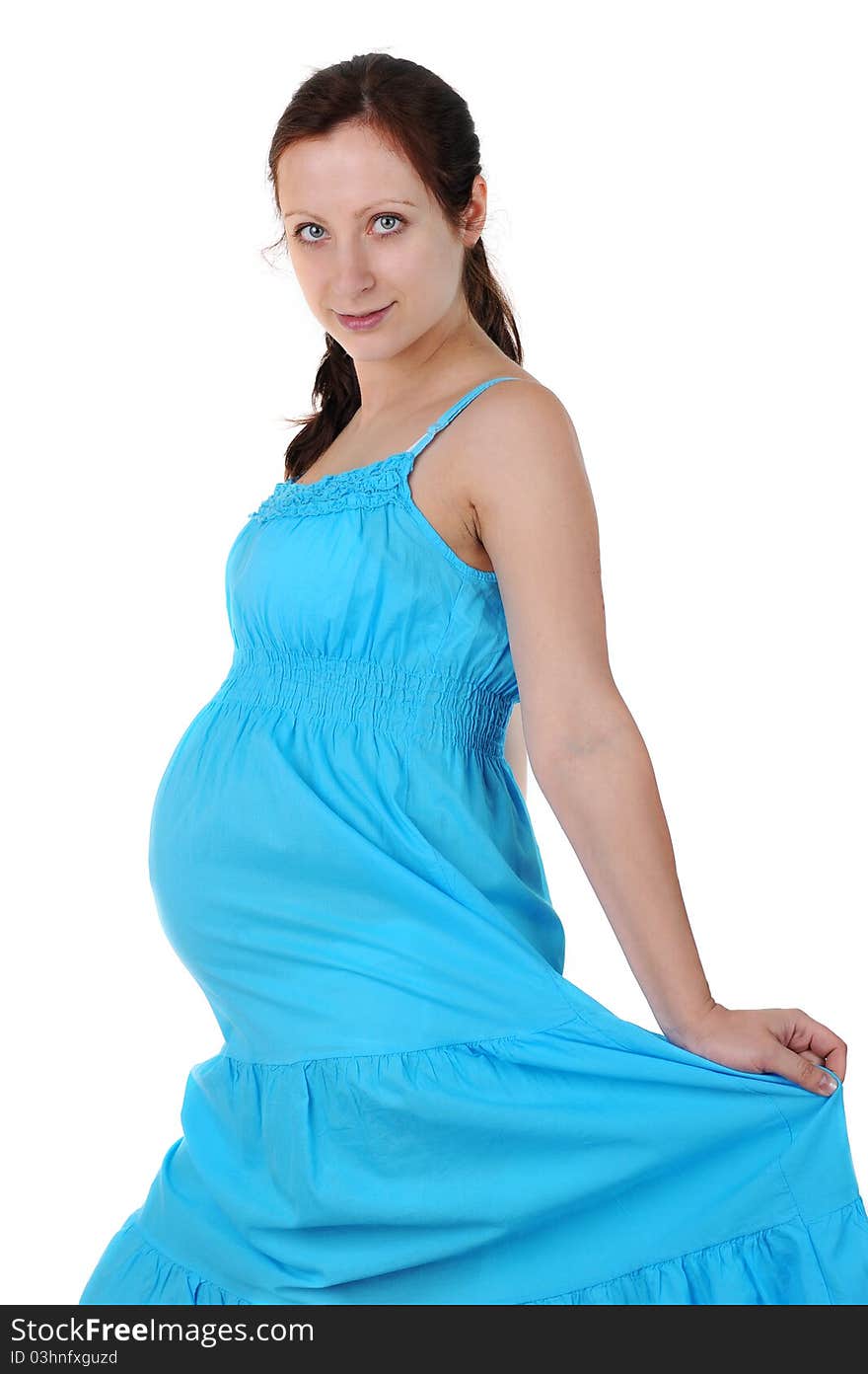 Beautiful pregnant woman in blue dress. portrait. Beautiful pregnant woman in blue dress. portrait