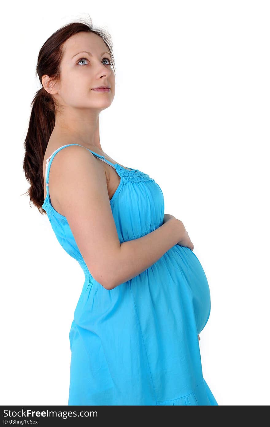 Beautiful pregnant woman in blue dress. portrait. Beautiful pregnant woman in blue dress. portrait