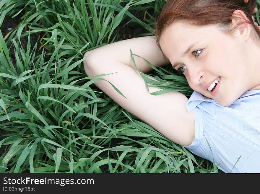 Girl lying on the grass. Girl lying on the grass