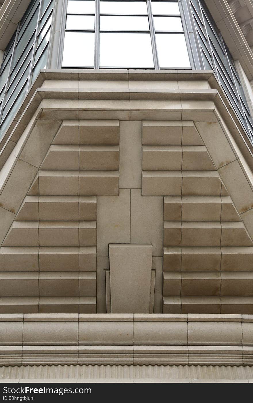 This was the exterior surface of a modern building, shot at an angle of elevation. This was the exterior surface of a modern building, shot at an angle of elevation.