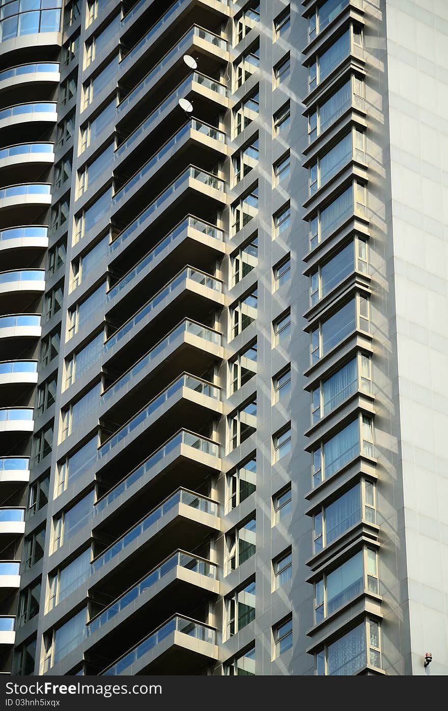 This is the exterior surface of a modern residential building. This is the exterior surface of a modern residential building.