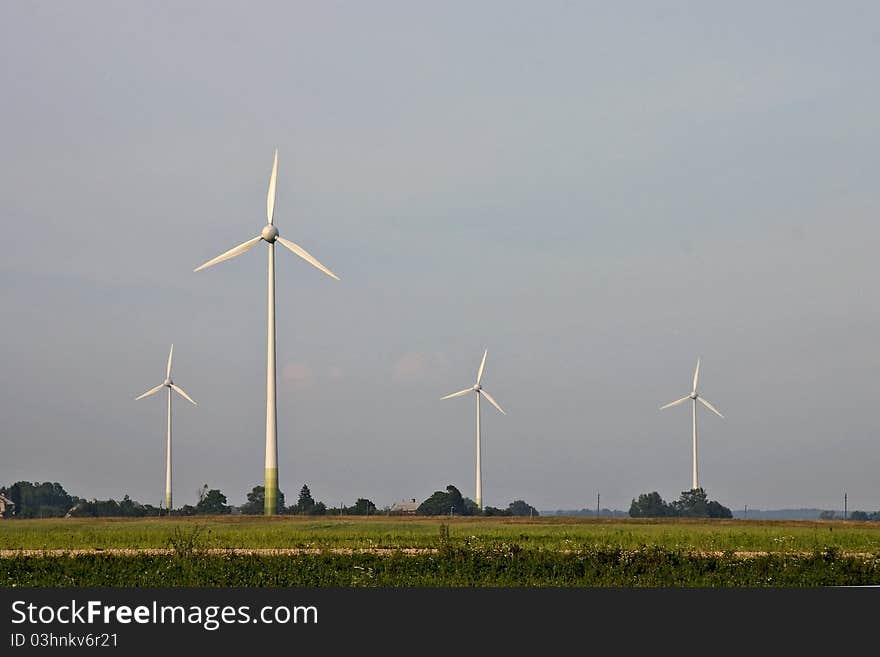 Wind turbines in the field. Wind turbines in the field.