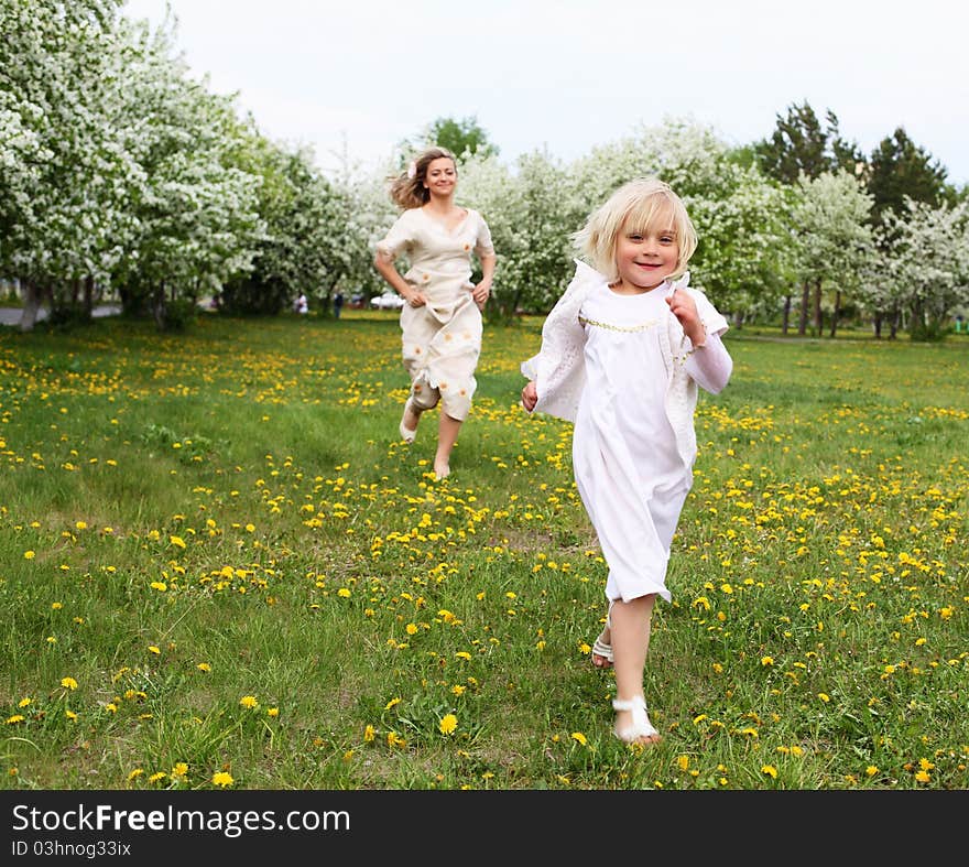 Girl With Mother In The Park