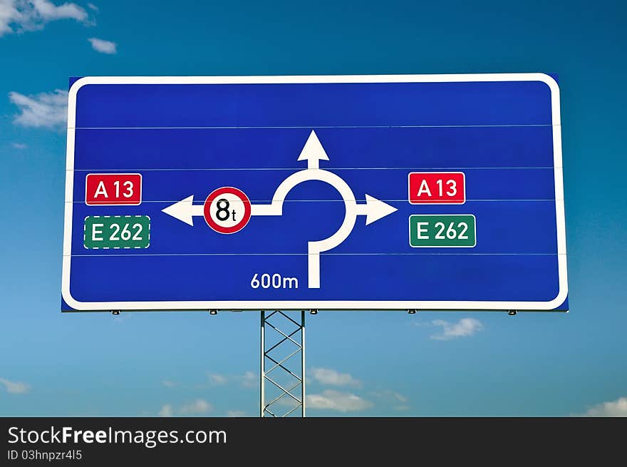 Traffic signs on background sky