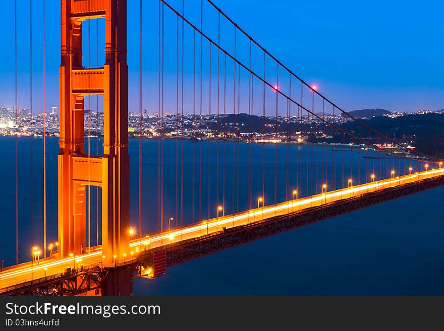 Golden gate bridge after sunset