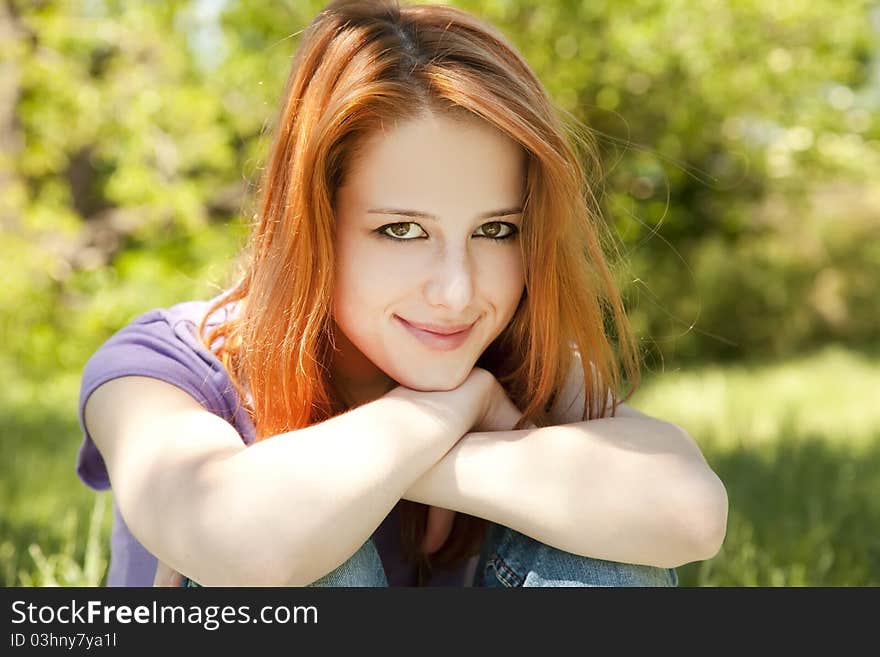 Girl at the park in summer time.