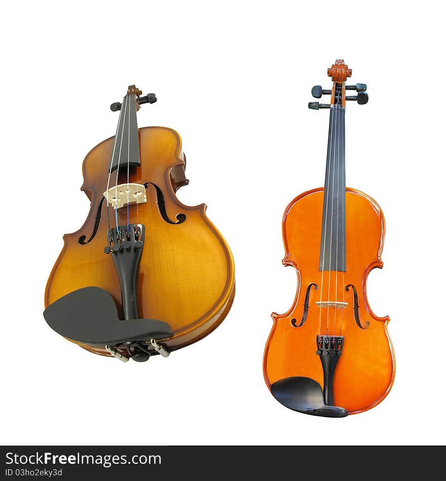 Violines under the white background