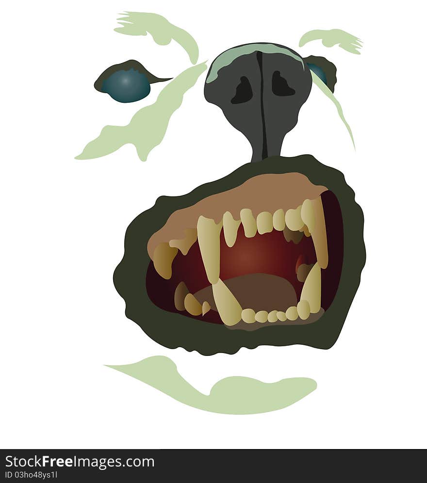 Illustration of aggressive dog muzzle