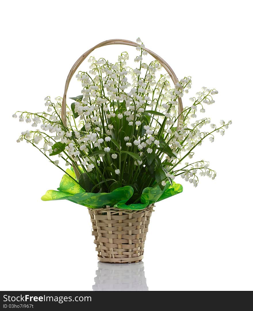 A bouquet of lilies of the valley on a white background. A bouquet of lilies of the valley on a white background.