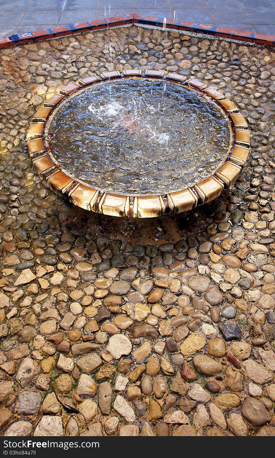 Fountain detail. Palm garden in Alicante, Spain.