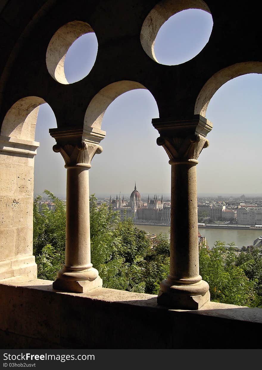 Danube bank view from fisherman's bastion Budapest