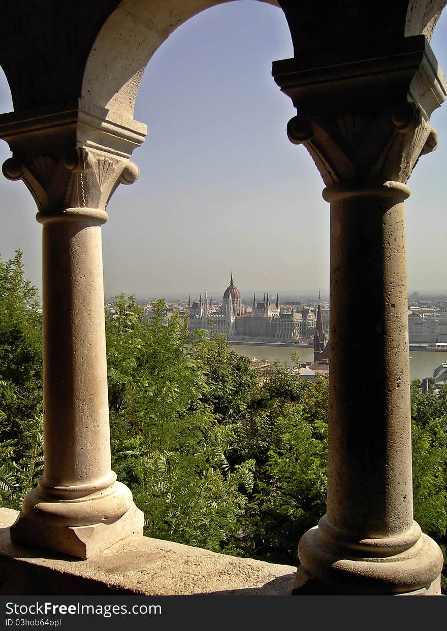 Danube bank view from fisherman's bastion Budapest