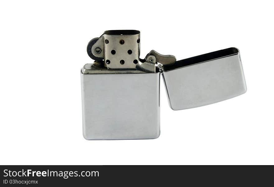 Silver metallic popular lighter isolated over white. Silver metallic popular lighter isolated over white