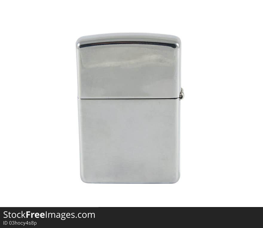 Silver metallic popular lighter isolated over white. Silver metallic popular lighter isolated over white