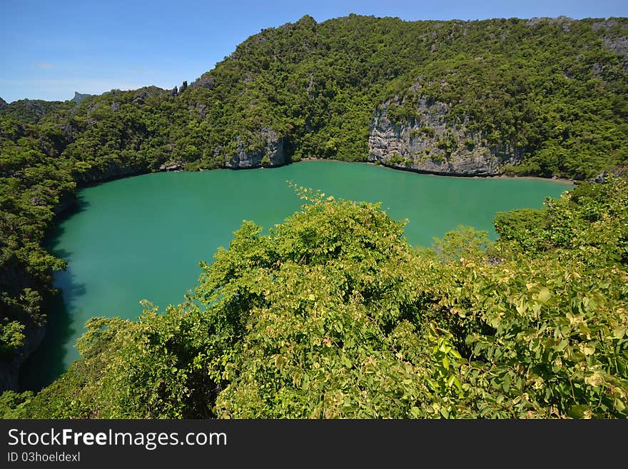 Landscape bird eye view of angthong national marine park ko samui