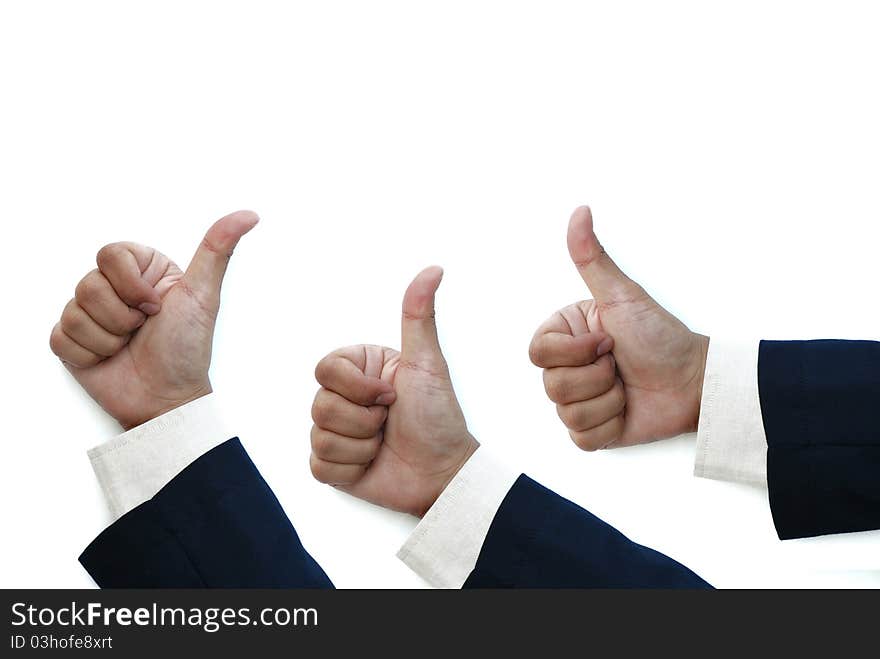 Business man thumb up isolated on white background