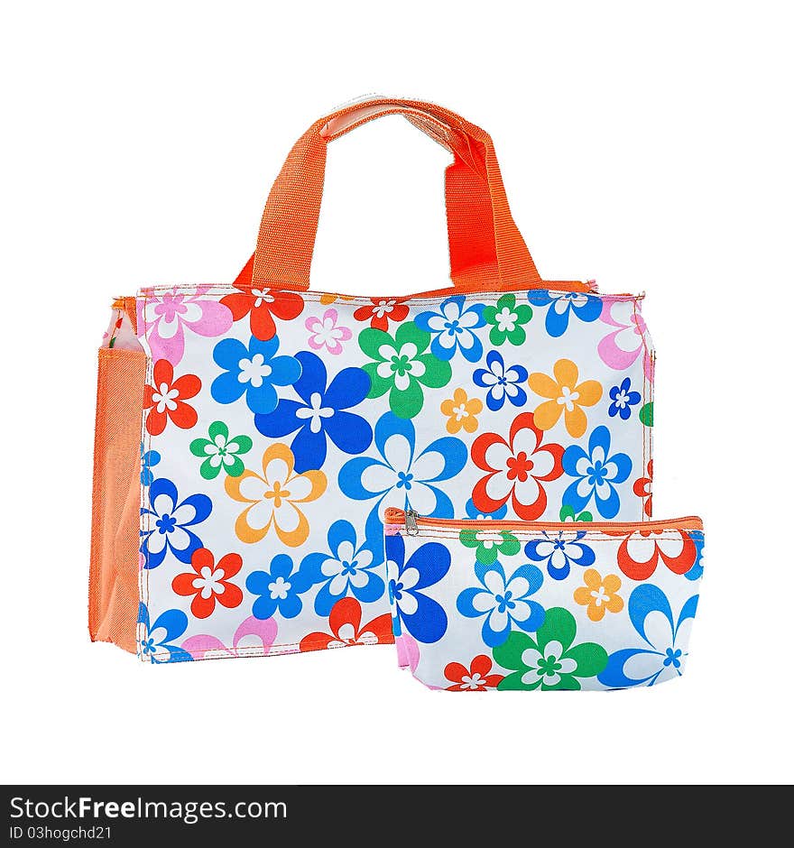 Flower pattern handbag isolated