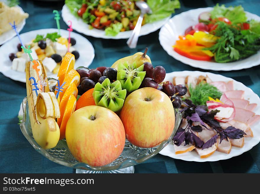 The table is served for a banquet.