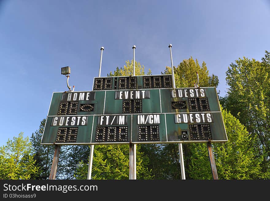 Score board at football stadium