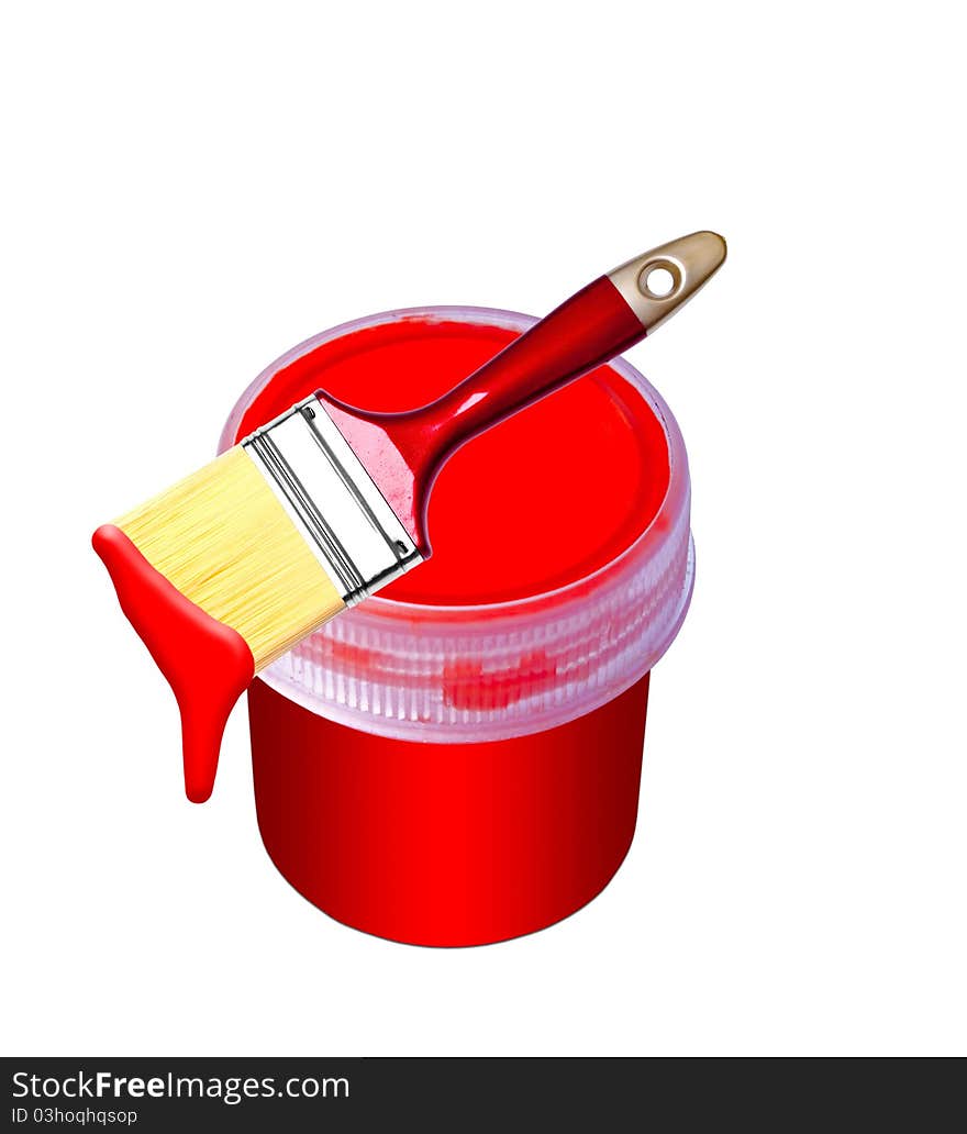 Paint Bucket And Brush