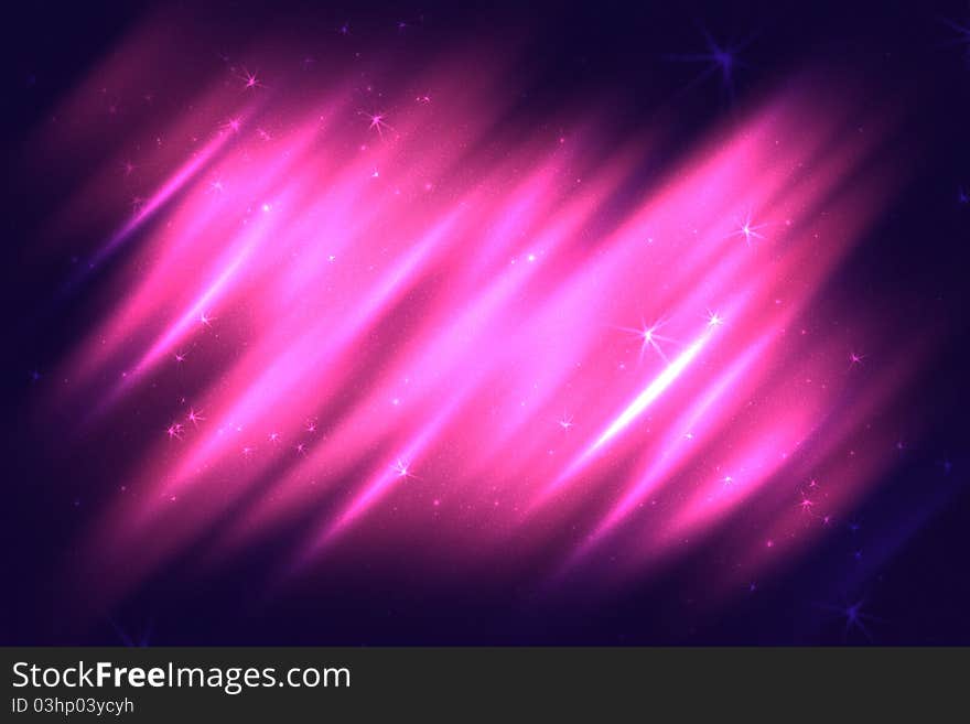 Abstract illustration of a pink light with star background. Abstract illustration of a pink light with star background