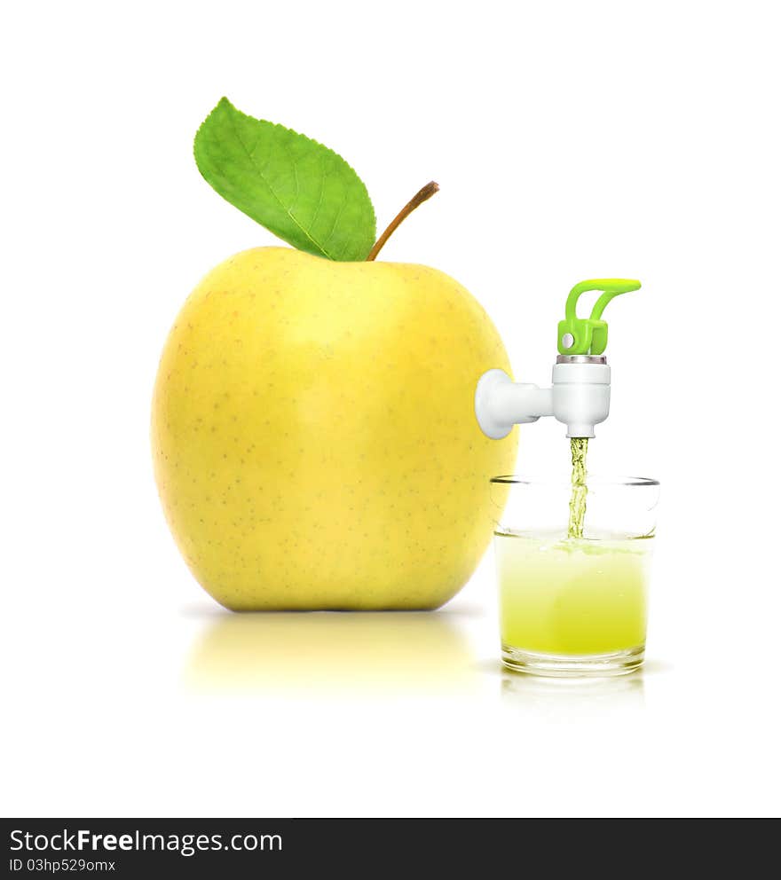 Concept of apple juice-isolated on white background