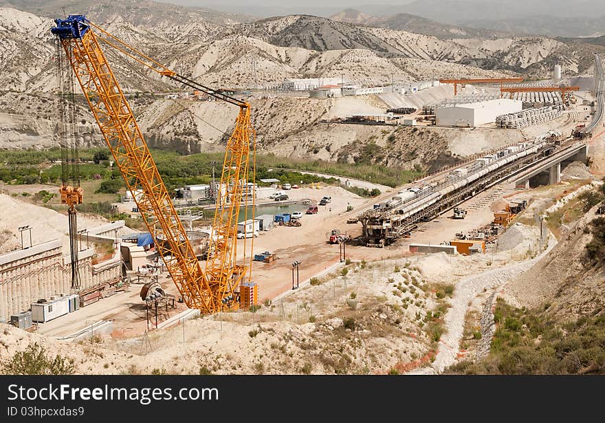 High Speed Railway Line Construction Site near Turre of Murcia to Almeria section Andalusia Spain